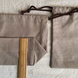 入園入学グッズ　綿麻キャンバス生地ベージュ×ブラウン 5枚目の画像