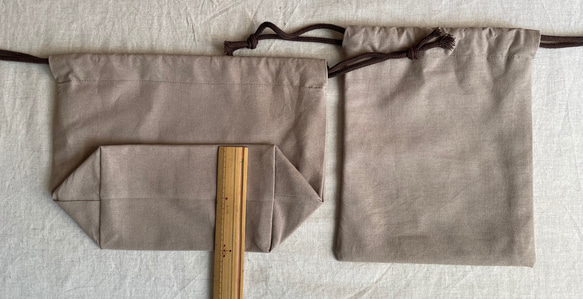 入園入学グッズ　綿麻キャンバス生地ベージュ×ブラウン 5枚目の画像