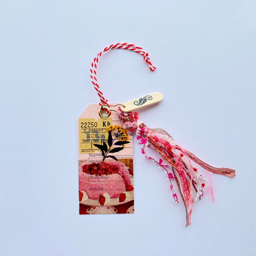 【再販♡】コラージュ素材 厚紙錆タグ ロングネームプレート 新作！モザイクタイルの可愛い紫陽花の表札＊ キラキラのガラス