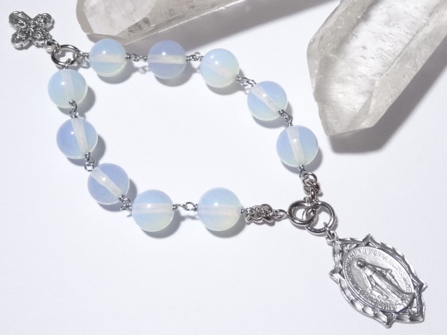 10mm・オパールセントガラスビーズのディゼンヌ(ミニロザリオ)