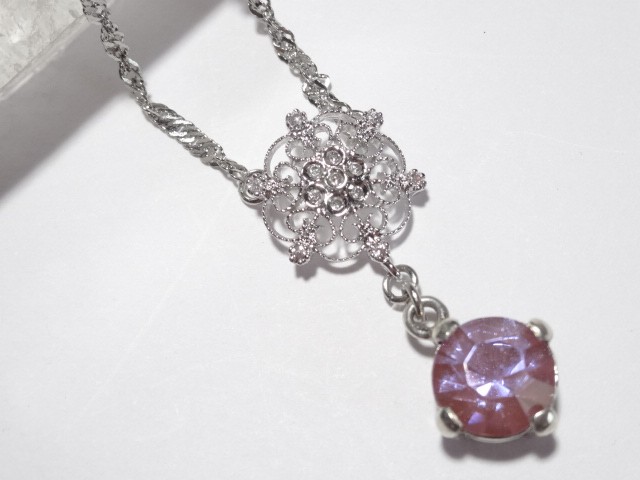 パープルサフィリーン(ヴィンテージサフィレット)のシルバーフィリグリーペンダント