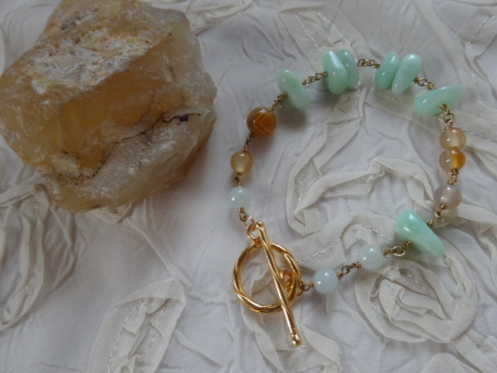 翡翠とグリーンフェルスパーのブレスレット