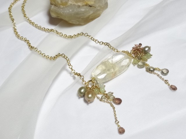 シトリンの芽吹き色ネックレス【A】