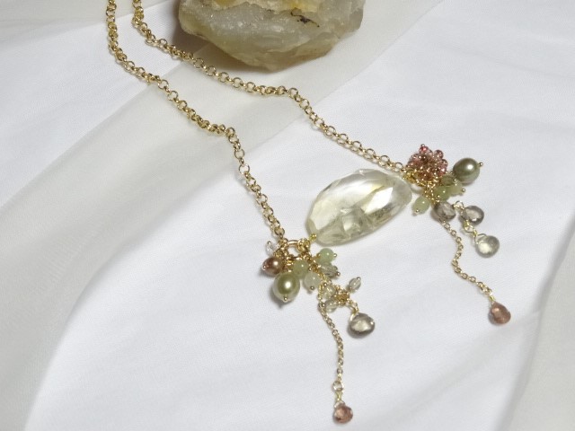 シトリンの芽吹き色ネックレス【B】