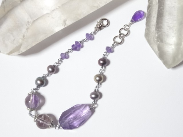 アメジストとアメトリンのブレスレット