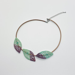 軽い和紙糸チョーカー　"plants necklace  mint" 2枚目の画像