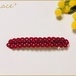 【I様オーダー品】spiraea Laceのバレッタ*Red*Red*Mサイズ 1枚目の画像