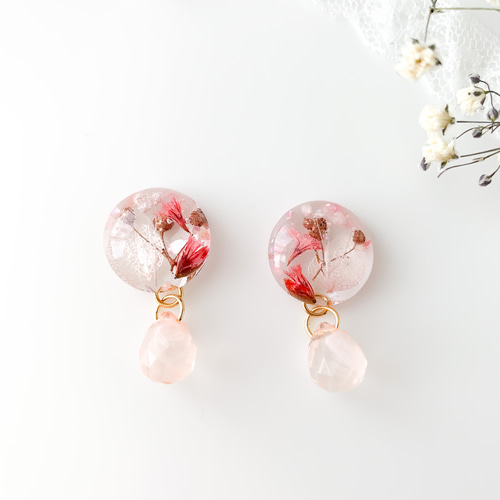 レジン カボション 雫 ピアス ハンドメイド イヤリング変更可 雫型