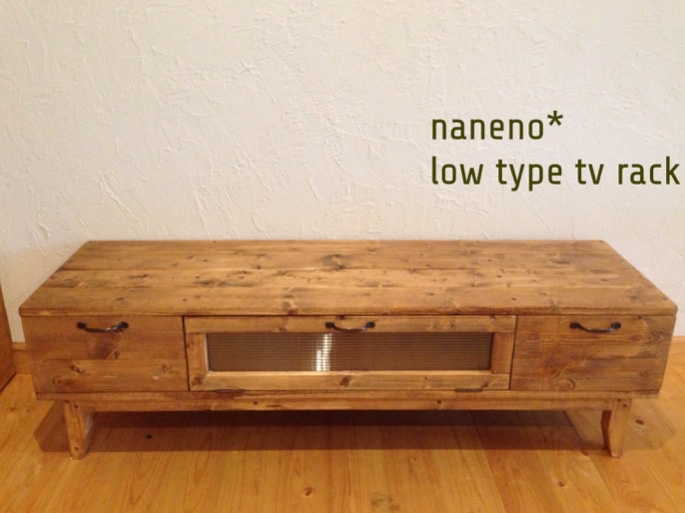 ハンドメイドWhiteシャビーな3ドロワテレビ台140