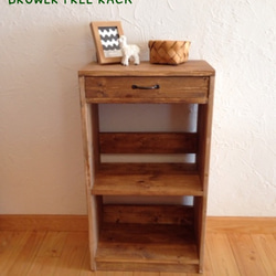 ウッドラック 4段 シャビーホワイト 棚 収納 4段ラック 木製ラック