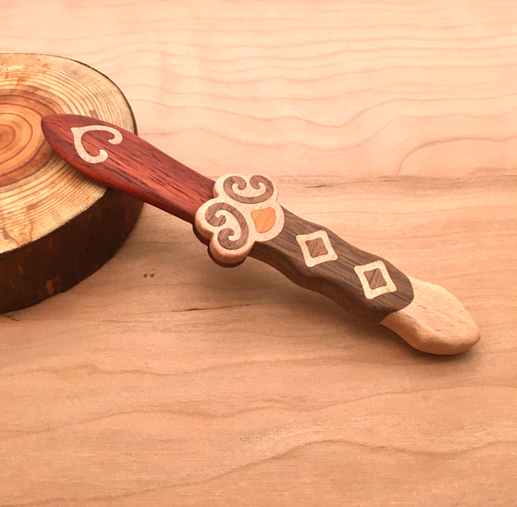 木象嵌 アイヌ文様 マキリのバターナイフ カトラリー 工房モクラメ