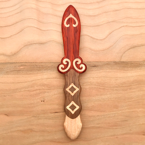 アイヌのナイフ 木象嵌 アイヌ文様 マキリのバターナイフ カトラリー 工房モクラメ