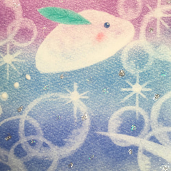 【絵画】雪うさぎ《ポストカード+おまけ付》癒し　動物　雪　うさぎ　パステルアート 3枚目の画像