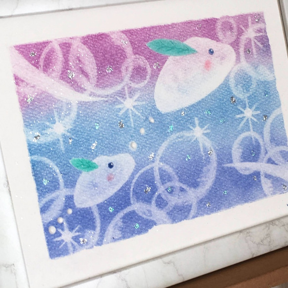 【絵画】雪うさぎ《ポストカード+おまけ付》癒し　動物　雪　うさぎ　パステルアート 7枚目の画像