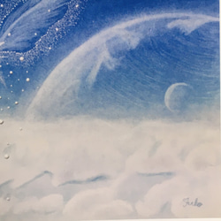【A4ポスター】空への記憶《ポストカード+おまけ付》癒し　ヒーリングアート　空　雲　翼　青 4枚目の画像