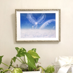 【A4ポスター】空への記憶《ポストカード+おまけ付》癒し　ヒーリングアート　空　雲　翼　青 5枚目の画像