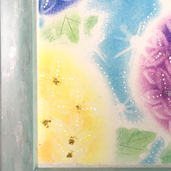 【絵画】光のあじさい《ポストカード+おまけ付》パステルアート　花　紫陽花　癒し 3枚目の画像