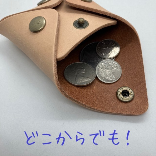 ヌメ革 4つボタン スクエアレザーコインケース 小銭入れ 小銭入れ