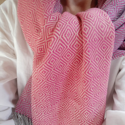 手織りロングマフラー (コットン、カシミヤ) 2枚目の画像