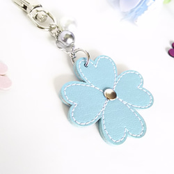 Flower  Key  holder  A  silver  水色 3枚目の画像