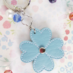 Flower  Key  holder  (silver）みずいろ 4枚目の画像