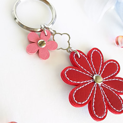 「冬の新作」W Flower  Key  holder   (silver)　red 2枚目の画像