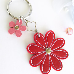 「冬の新作」W Flower  Key  holder   (silver)　red 3枚目の画像