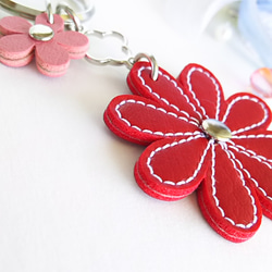 「冬の新作」W Flower  Key  holder   (silver)　red 4枚目の画像