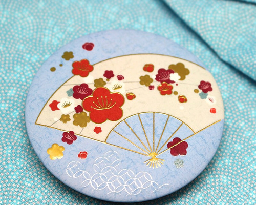 四季花 金彩 コンパクトミラー 冬花〜 梅 〜 拡大鏡 付き 和柄