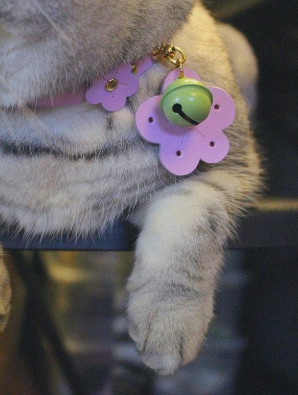 Zemoneni Pets 桜の季節 牛革ペットカラー 猫の首輪 犬の首輪 Creema猫の日 5枚目の画像