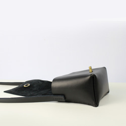 Zemoneni 手作りの黒牛革 私のミニブラックの小さな四角いバッグ 12枚目の画像