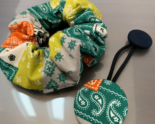 シュシュ&くるみボタンヘアゴム No.28 シュシュ ハチミツ 通販