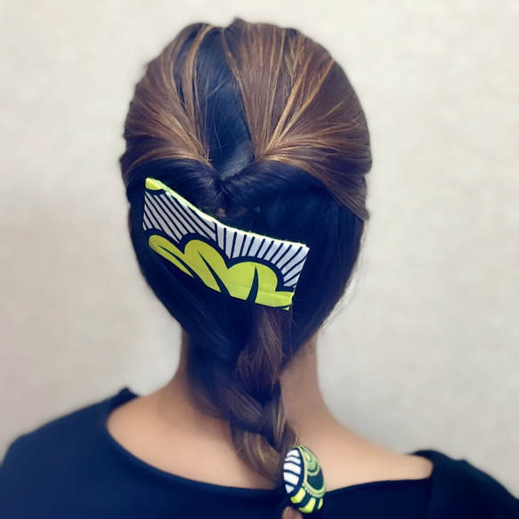 Creema限定夏の福袋　選べるヘアアクセサリー くるみボタンとパッチンピンまたは、ラップポニー　２点セット　シマシマ 4枚目の画像