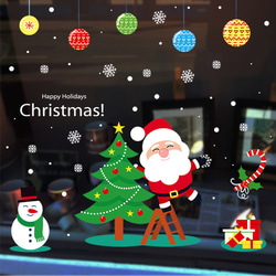 M245ウォールステッカー クリスマス パーティー 雪だるま　トナカイ 飾り付け 1枚目の画像
