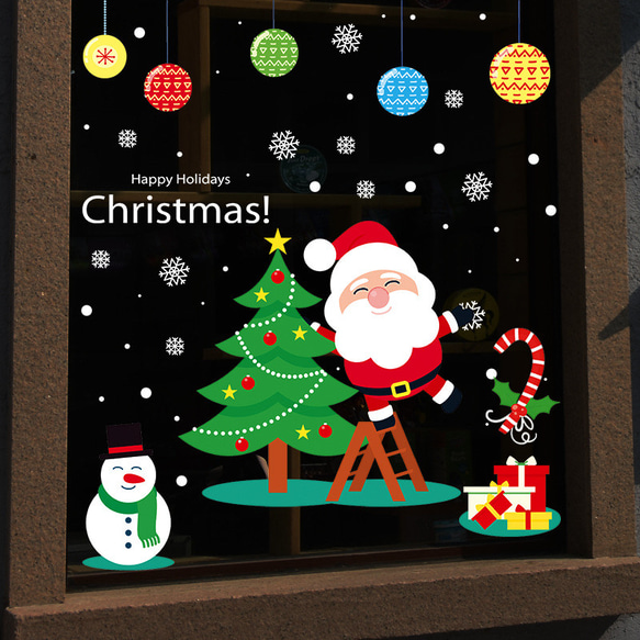 M245ウォールステッカー クリスマス パーティー 雪だるま　トナカイ 飾り付け 4枚目の画像