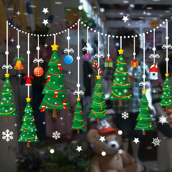M248ウォールステッカー クリスマス パーティー雪だるま クリスマスツリー飾り付け 3枚目の画像