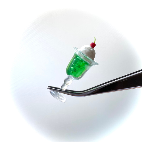 343 ☆メロンクリームソーダ さくらんぼ乗せ☆ ミニチュドリンク