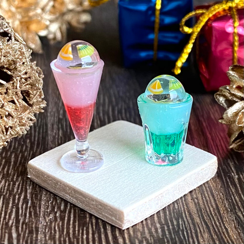 198 ☆フルーツゼリーのクリスマスカクテル☆ ミニチュア ドリンク