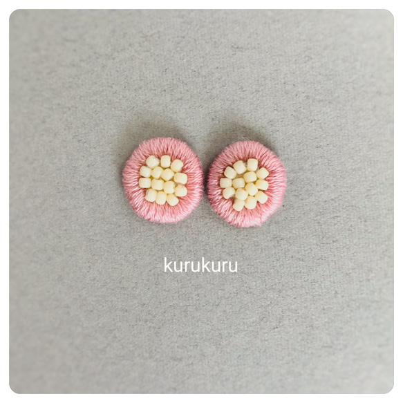 春色　ビーズ刺繍のピアス(パーツ変更可) 2枚目の画像