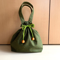 【敬老の日のプレゼントに！】和柄の巾着バッグセット（深緑） 3枚目の画像