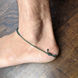 【手　足首兼用】緑の帆糸　純チタン　ターコイズ　調整可能ユニセックス　アンクレット（ブレスレット） 6枚目の画像