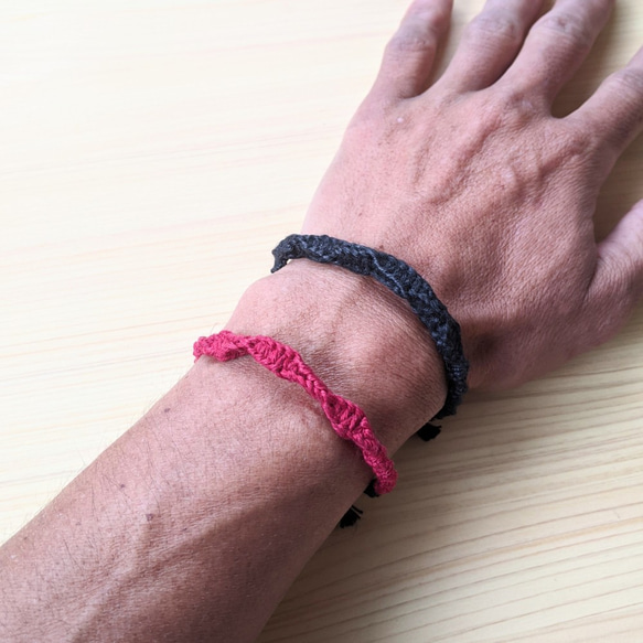 HEMP　ミサンガ　Bracelet　【黒ブレスレット②】 7枚目の画像