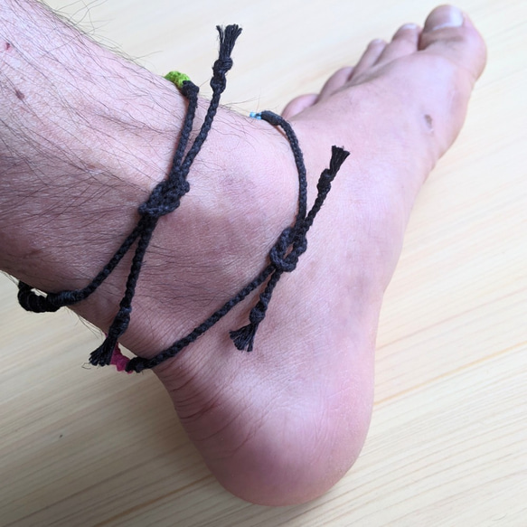 HEMP　ミサンガ　Anklet　【黒アンクレット②】 9枚目の画像