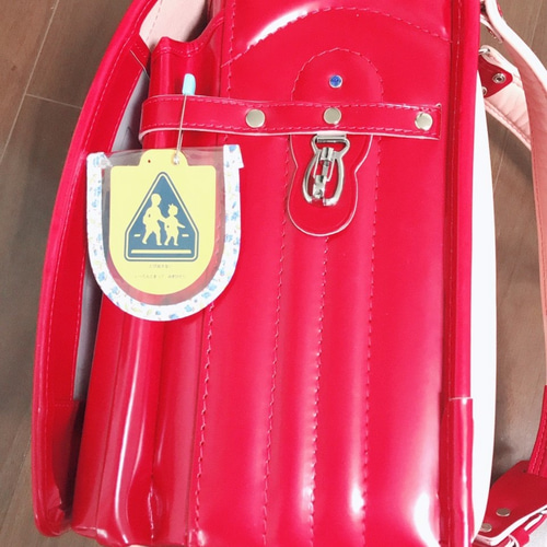 交通安全ワッペンケース 1年生用 チェック 黄色いワッペンカバー 雑貨