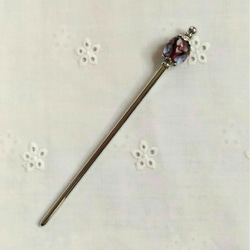 赤紫の花(6個)のとんぼ玉のかんざし 2枚目の画像