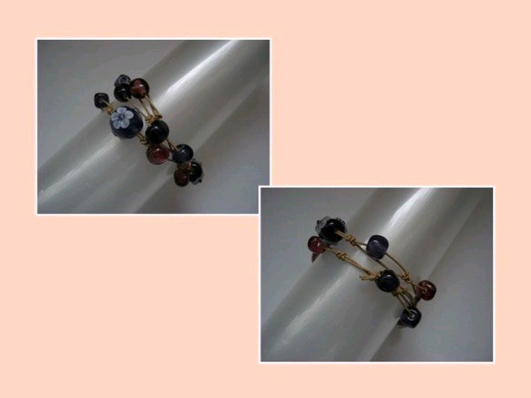 三色の紫の小さなとんぼ玉のネックレス(ブレスレット兼用) 5枚目の画像