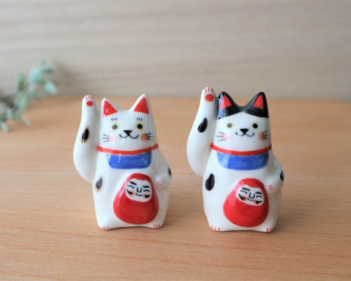 日本製【吉祥縁起てぬぐい】だるま/招き猫[ポリ袋入り]ギフト