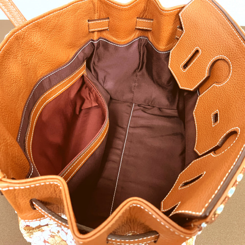 SOLD◇30サイズ◇着物帯と本革のリメイクバッグ◇remake.829 SOLD◇30サイズ◇着物帯と本革のリメイクバッグ◇remake.829