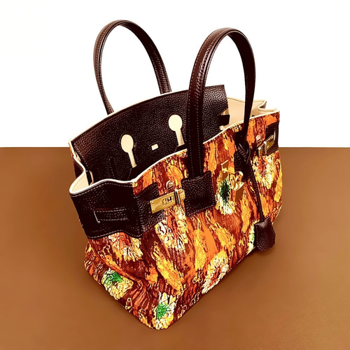 着物帯と本革のリメイクバッグ◆remake.829◆プロモーション販売品◆#03 SOLD◇30サイズ#85◇着物帯と本革のリメイクバッグ◇remake.829