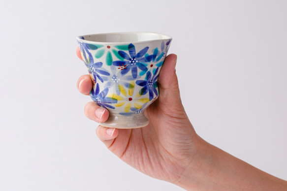 湯呑ペコ　花の宴-utage-青 2枚目の画像